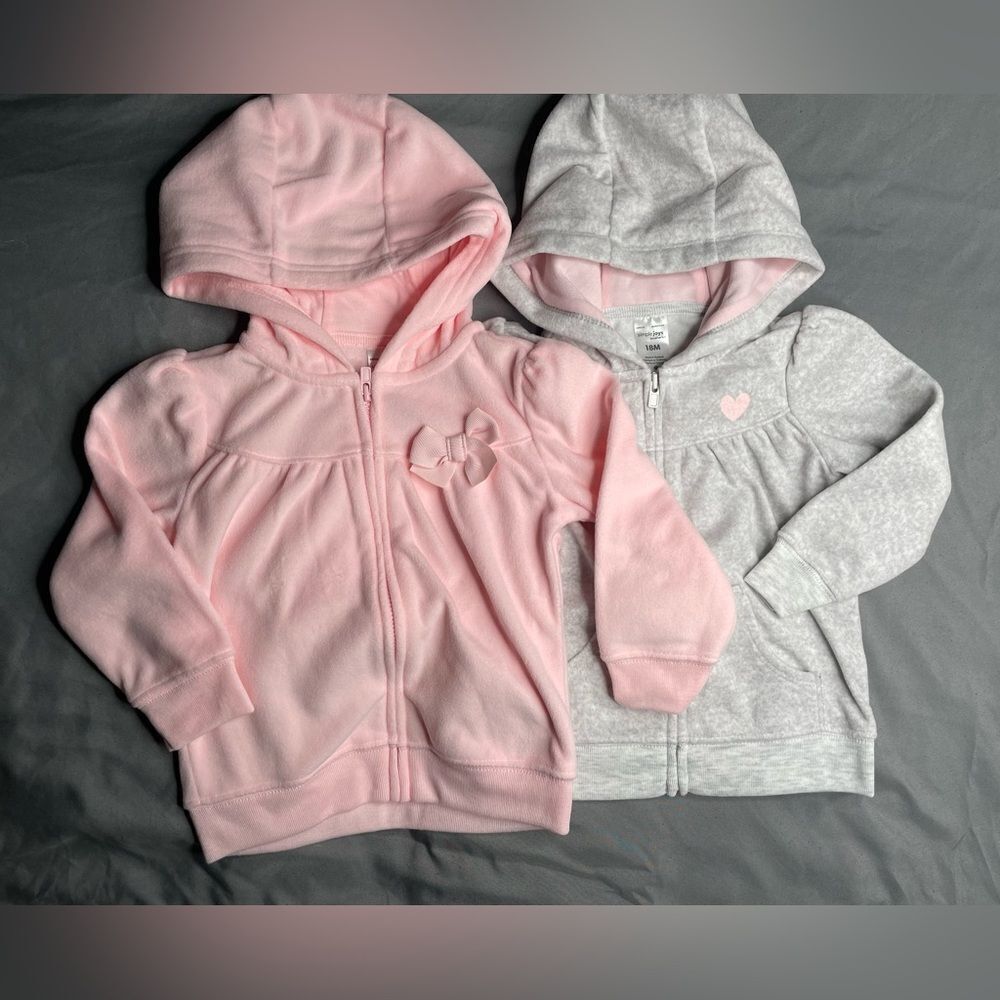 Carter's Pink and Gray Hoodies with Bow and Heart